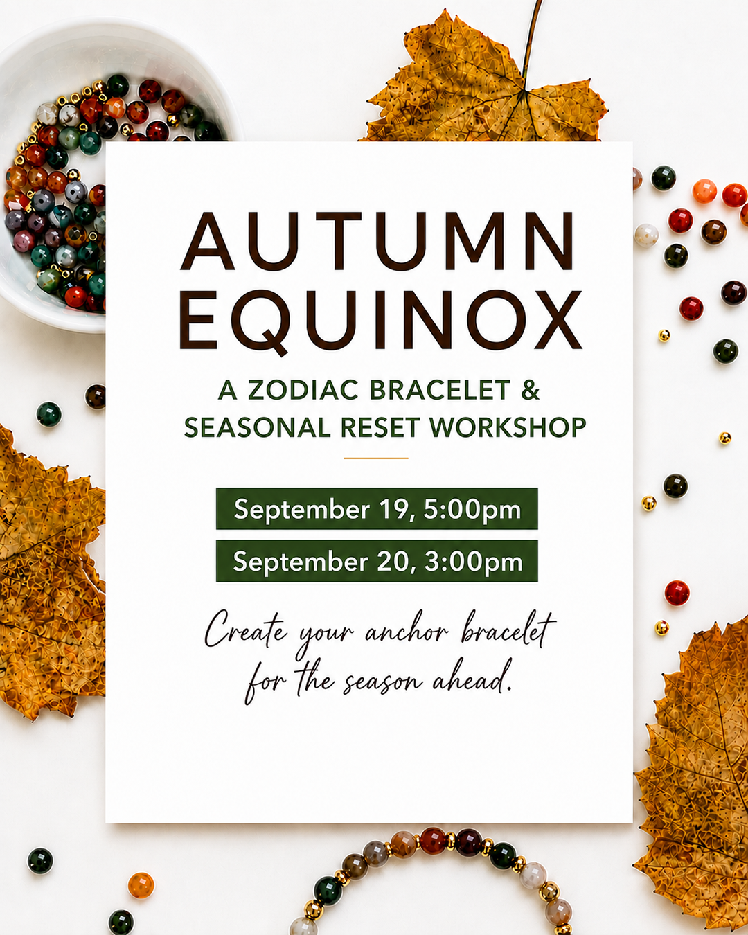 Autumn Equinox Zodiac Bracelet and Seasonal Reset Workshop